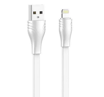 Кабель LDNIO LS552 USB кабель Lightning, 2m, 2.1A, медь: 86 жил, Плоский, White