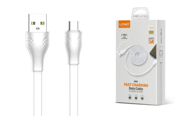 Кабель LDNIO LS553 USB кабель Micro, 3m, 2.1A, медь: 152 жилы, Плоский, White