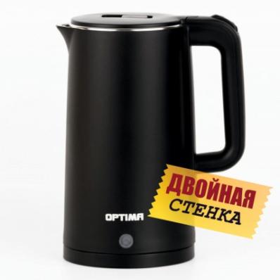 Чайник OPTIMA EK-2021PS черный (двойная стенка) 2л 2кВт