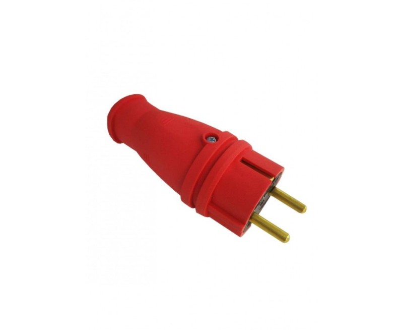 Вилка В16-001 прямая каучук 2Р+РЕ 1х16А 220-240V красный IP44 Витебск (РБ)