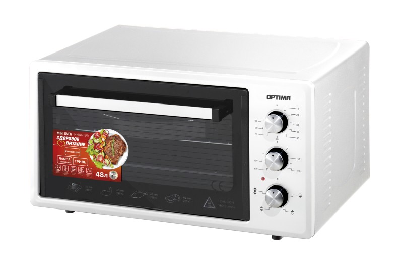 Духовка электрическая OPTIMA OFС-48W (48л,конвекция,таймер,лампа,противень 2шт.,решетка,1600Вт, бел)