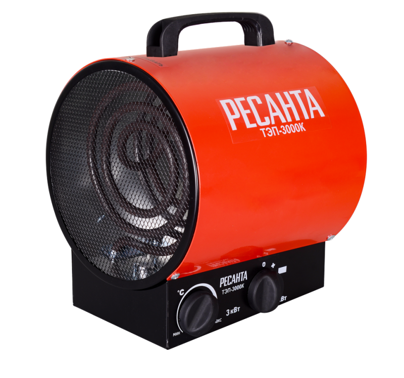 Теплопушка электрическая ТЭП-3000К (круглая) Ресанта /3кВт, 220-230В, 2 режима, терморегулятор, 3кг