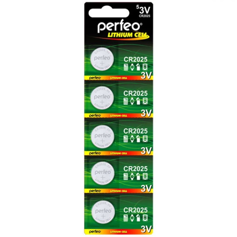 Батарейка Perfeo CR2025/5BL Lithium Cell PF_3923