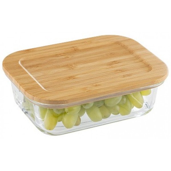 Контейнер из жаропроч стек. с кр. из бамбука BAMBU 600 мл (прямоугольный) арт. 106022