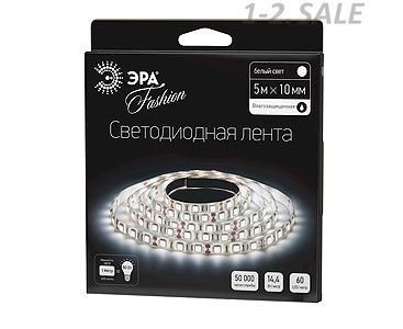 ЭРА Лента св/д 12V 14.4W/m 60Led/m IP65 Холодный белый 5м SMD5050 LS5050-60LED-IP65-W