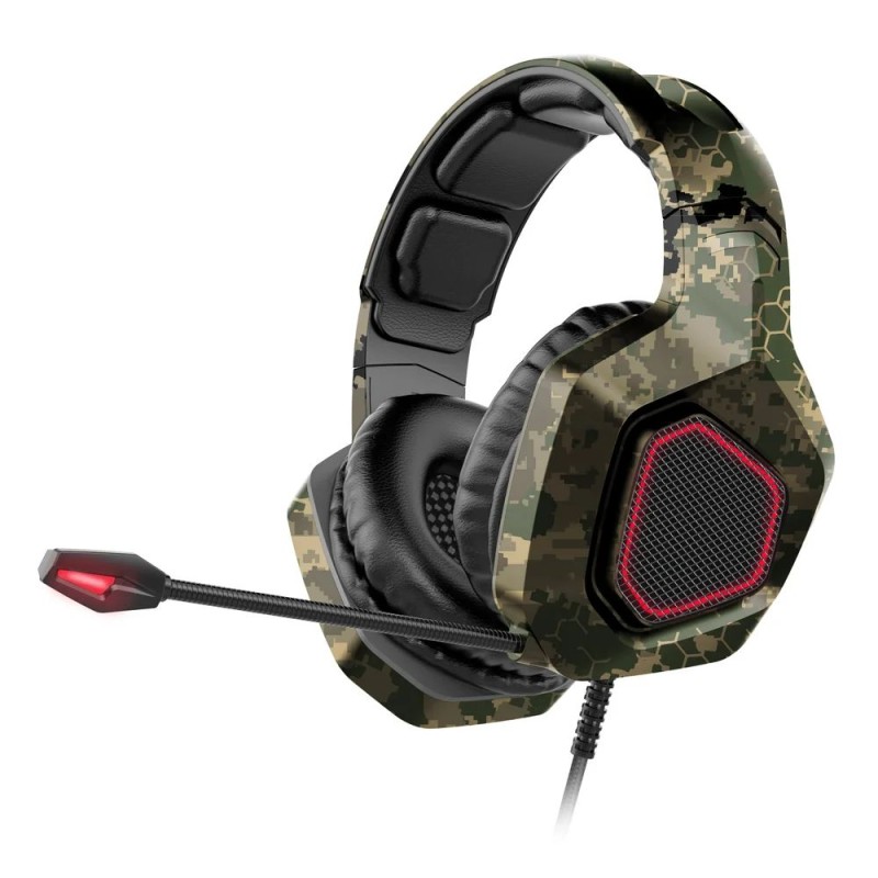 Гарнитура Perfeo RETIARIUS камуфляж 2,2 м, разъем 3,5 мм (4 pin) и USB (LED), переходник, игровая