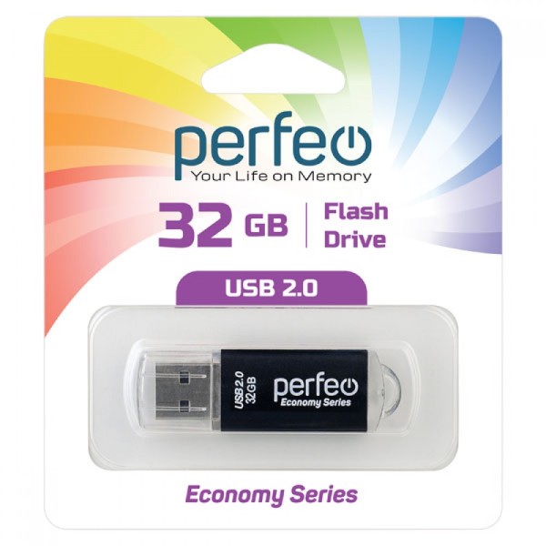 USB 2.0 накопитель Perfeo USB 32GB E01 Black economy series