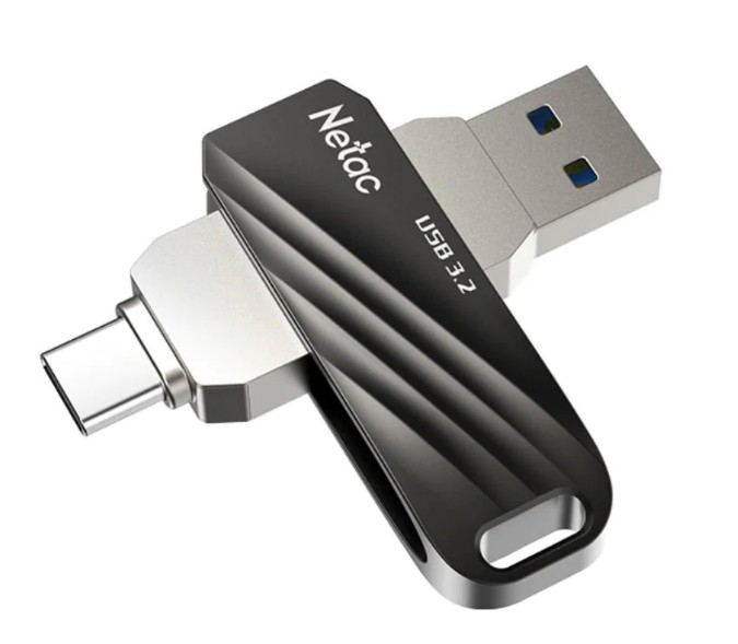 USB-флеш-накопитель Netac 32G US11 Dual (USB3.0 /Type C) черно-серебрист