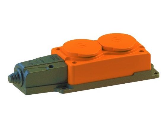 NE-AD колодка ОУ двойная 2 гн. с загл. каучук 2P+PE 1x16A 220-240V IP54 оранж 4112 (Турция)
