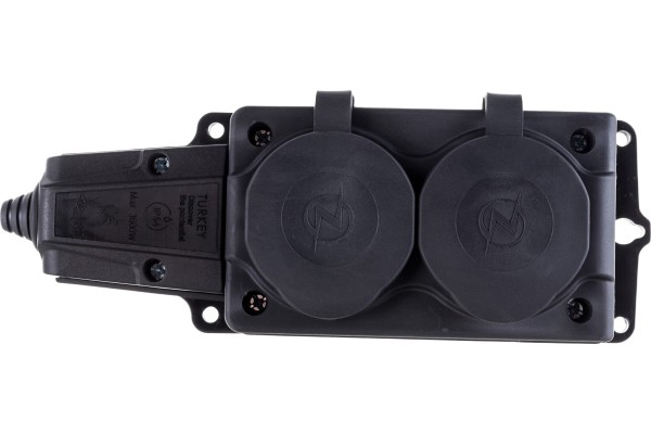 NE-AD колодка ОУ двойная 2 гн. с загл. каучук 2P+PE 1x16A 220-240V IP54 оранж 4112 (Турция)
