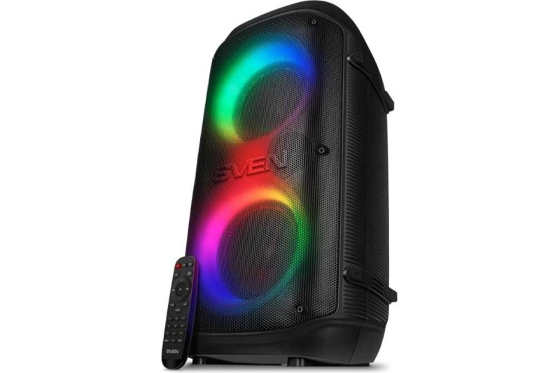 Портативная колонка SVEN АС PS-800 черная, 100 Вт, TWS, Bluetooth, FM, USB, microSD, 4400 мА*ч