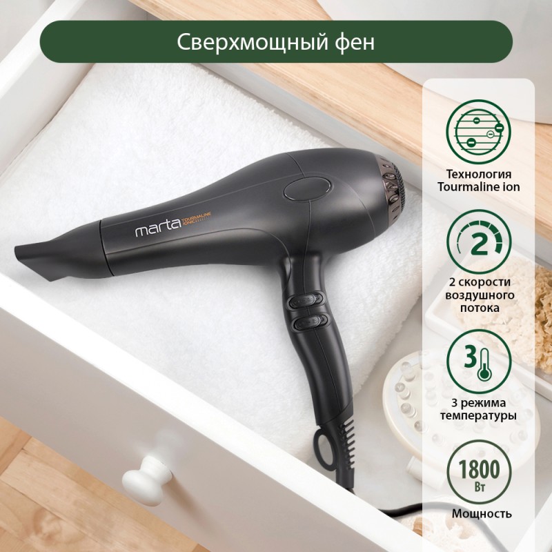 Фен ARDIN HD-247 2000 Вт черный