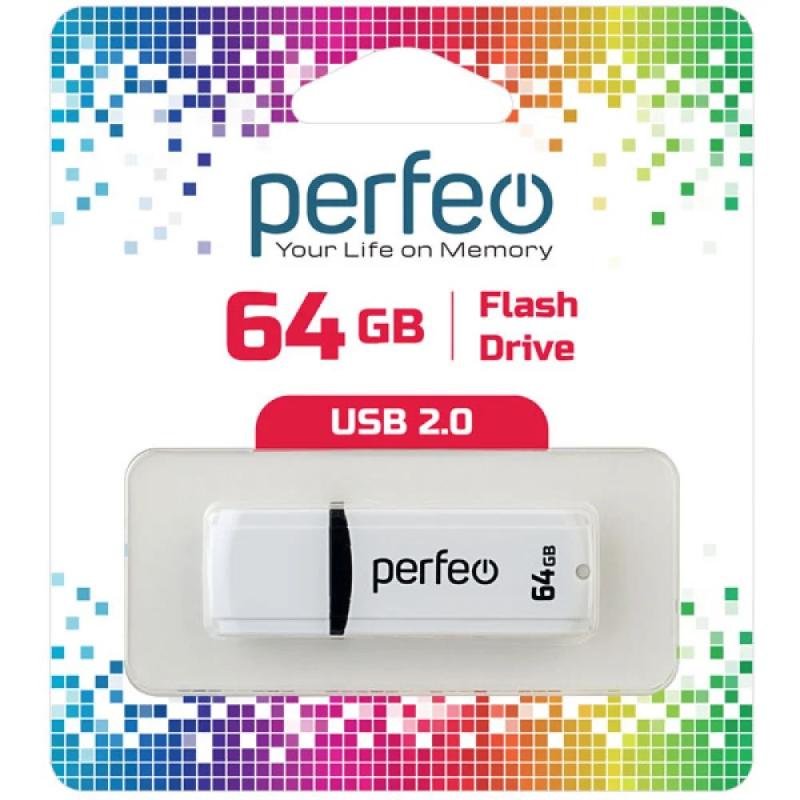 USB 2.0 накопитель Perfeo 64GB C02 White