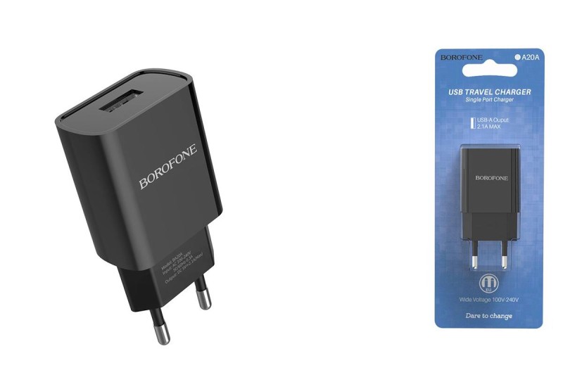 З/У BOROFONE BA20A Сетевое 1 USB/ Выход: 10.5W/ White