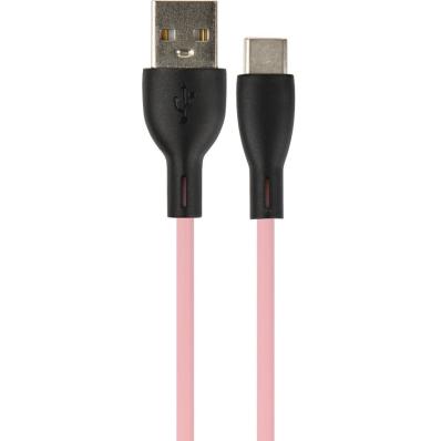 Кабель PERFEO USB A вилка - C вилка, 2.4A, розовый, силикон, длина 1 м., SILICON (U4715)