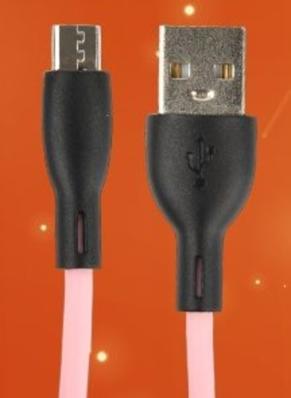 Кабель PERFEO USB A вилка - Micro USB вилка, 2.4A, розовый, силикон, длина 1 м., SILICON (U4025)