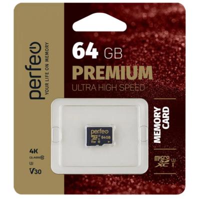 Карта памяти Perfeo microSDXC 64GB High-Capacity (Class 10) UHS-3 V30 без адаптера