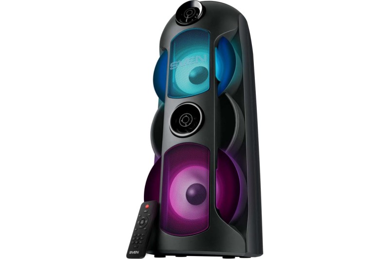 Портативная колонка SVEN АС PS-720 черная, 80 Вт, TWS, Bluetooth, FM, USB, microSD, 4400 мА*ч