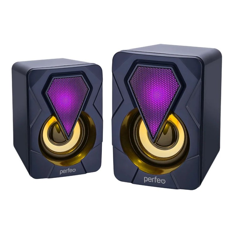 Колонки Perfeo «SHINE», колонки 2.0, мощность 2х3 Вт, чёрные, USB