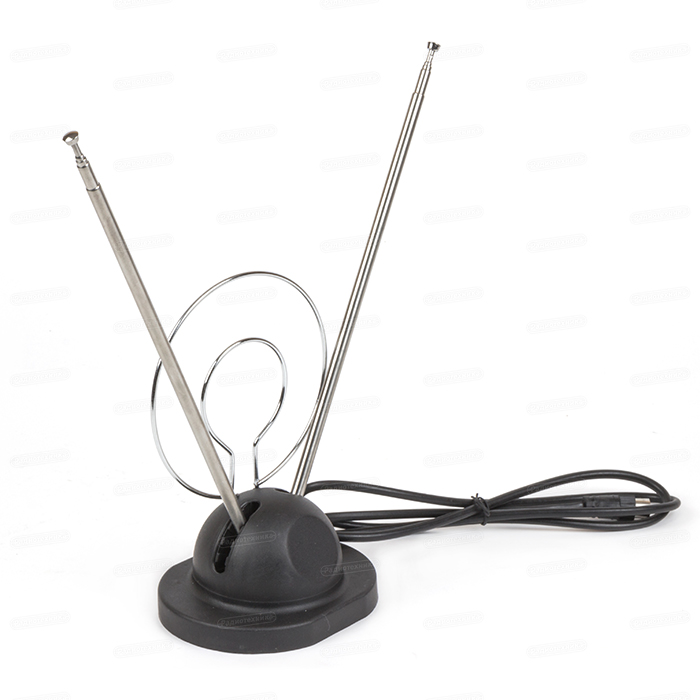 Антенна комнатная пассивная DVB-T2 Эфир SE-618 (усы 1 м, кабель 1 м.), 5-8 дБ (ДМВ+МВ)