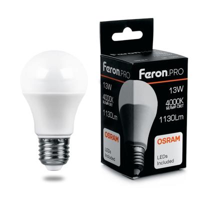 Feron.PRO ЛОН A60 E27 13W(1130lm) 4000K 4K матовый 125x60 OSRAM LED LB-1013 38033