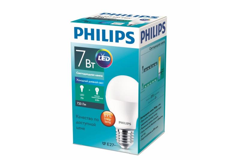 Светодиодная лампа Philips ESS LEDBulb 7Вт-75Вт грушевидная E27 6500К 230В A60 RCA