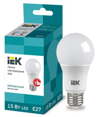 Лампа светодиодная IEK ЛОН A60 E27 15W(1350lm) 4000K 4K 116x60 ECO LLE-A60-15-230-40-E27