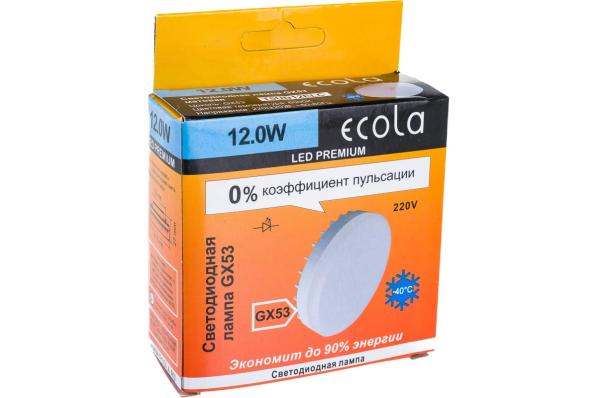 Ecola GX53 св/д 12W 6000K 6K 27x75 матов. Premium T5UD12ELC