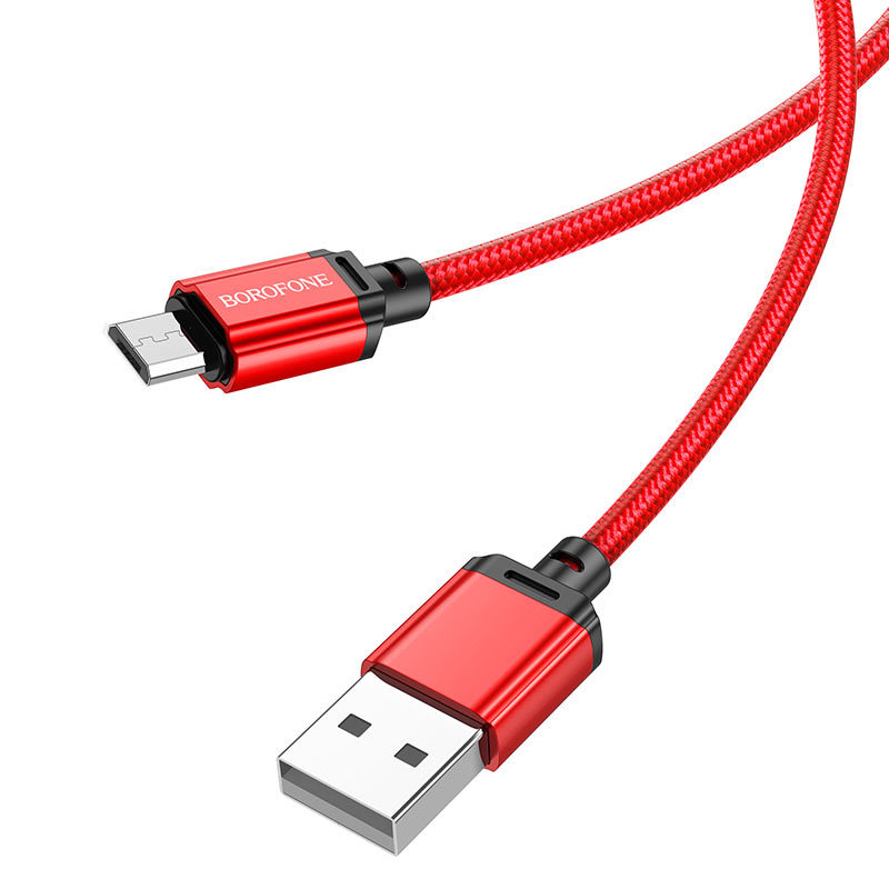 Кабель BOROFONE BX87 USB Micro, 1m, 2.4A, Нейлон, Red