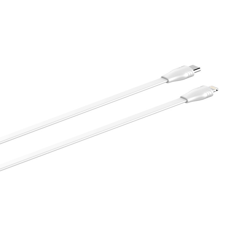 Кабель LDNIO LC132-I USB PD Type-C--Lightning, 2m, 30W, медь: 176 жил, Плоский, White