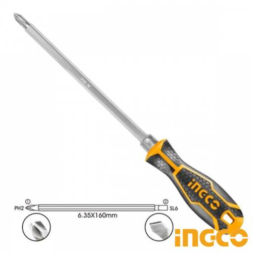 Отвертка двухсторонняя 6,35*160мм INGCO AKISD0201