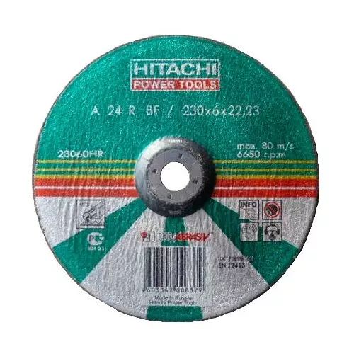 Диск шлифовальный 230х6х22,2 HITACHI-Луга HTC-23060HR, по металлу 27 (14А) A 24 R BF