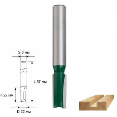 Фреза пазовая DхHхL=22х22х57 прямая 2 лезвия