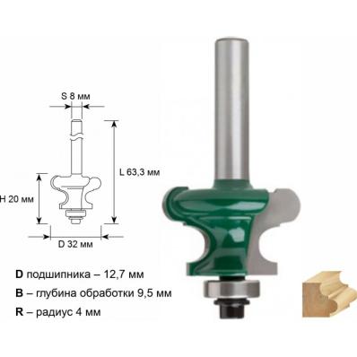 Фреза кромочная фигурная DхHхL=32х20х63,3(У)