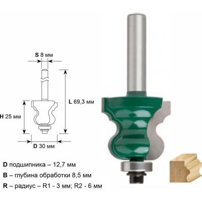Фреза кромочная фигурная DхHхL=30х25х69,3(У)