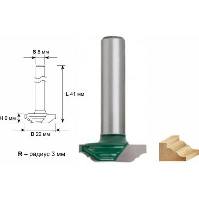 Фреза кромочная калевочная DхHхL=22х6х41(У)