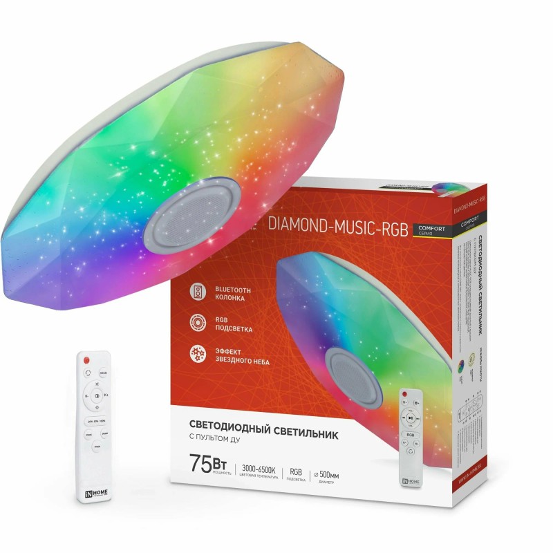 ASD/inHome св-к св/д управляемый 55W(4400lm) 2K-4K-6K d385x75 пульт ДУ COMFORT DIAMOND-RGB 4576