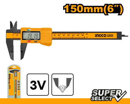 Штангенциркуль цифровой пластиковый 150 мм INGCO HDCP16150 SUPER SELECT