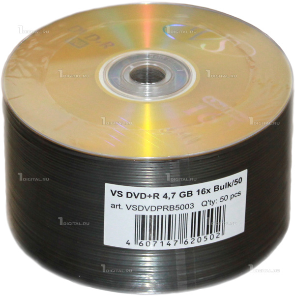 Диски VS DVD+R 4.7 Gb 16x Bulk с лого