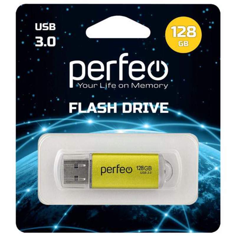 Perfeo USB3.0 128GB C14 Gold metal series