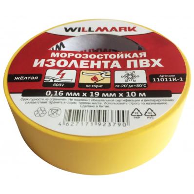 Изолента ПВХ 0,16мм*19мм*10м жёлтая WILLMARK