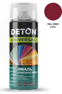 Эмаль аэрозоль DETON Universal 520мл алкид атмосферост. RAL3005 РУБИН арт.DTN-A70646