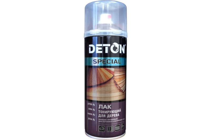 Лак аэрозоль DETON Special 520мл тонирующий защитный д/дерева ПАЛИСАНДР арт.DTN-A07309