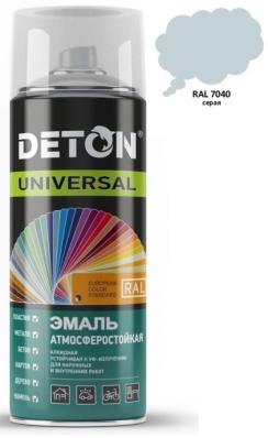 Эмаль аэрозоль DETON Universal 520мл алкид атмосферост. RAL7040 СЕРАЯ арт.DTN-A70142