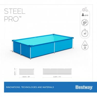 Каркасный бассейн Bestway 56401 BW Steel Pro 221х150х43см, 1200л