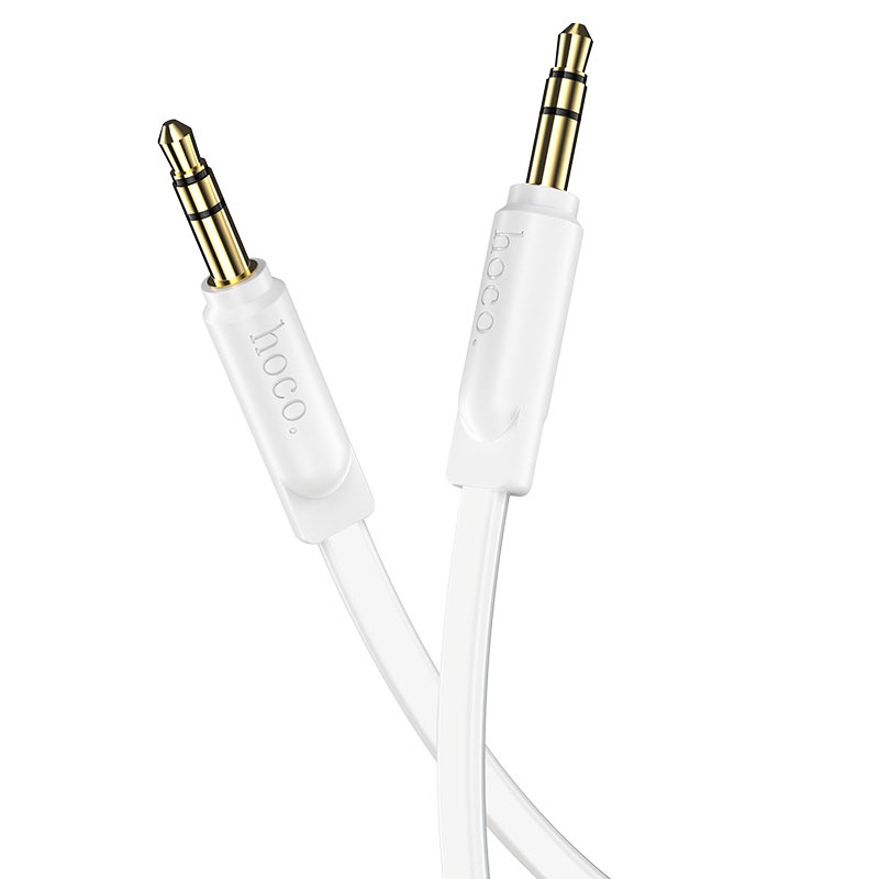 Кабель HOCO UPA16 AUX аудио, 3.5 mm jack - 3.5 mm jack, 1m, позолоченные контакты, White