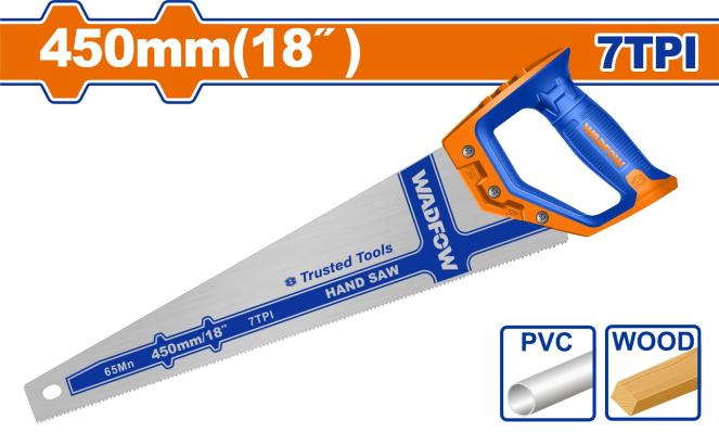 Ножовка по дереву 450 мм 7TPI WADFOW WHW1118