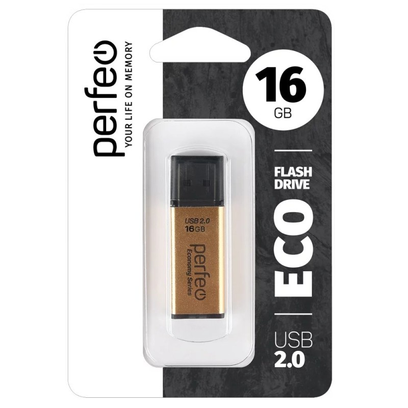 USB 2.0 накопитель Perfeo 8GB E03 Gold economy series
