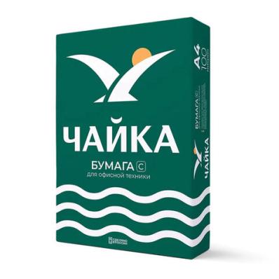 Бумага офисная А4, 80 г/м2, 500л, марка С, ЧАЙКА, Россия, 146% (CIE)