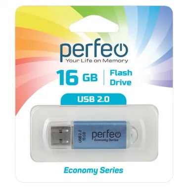 USB 2.0 накопитель Perfeo USB 16GB E03 Blue economy series